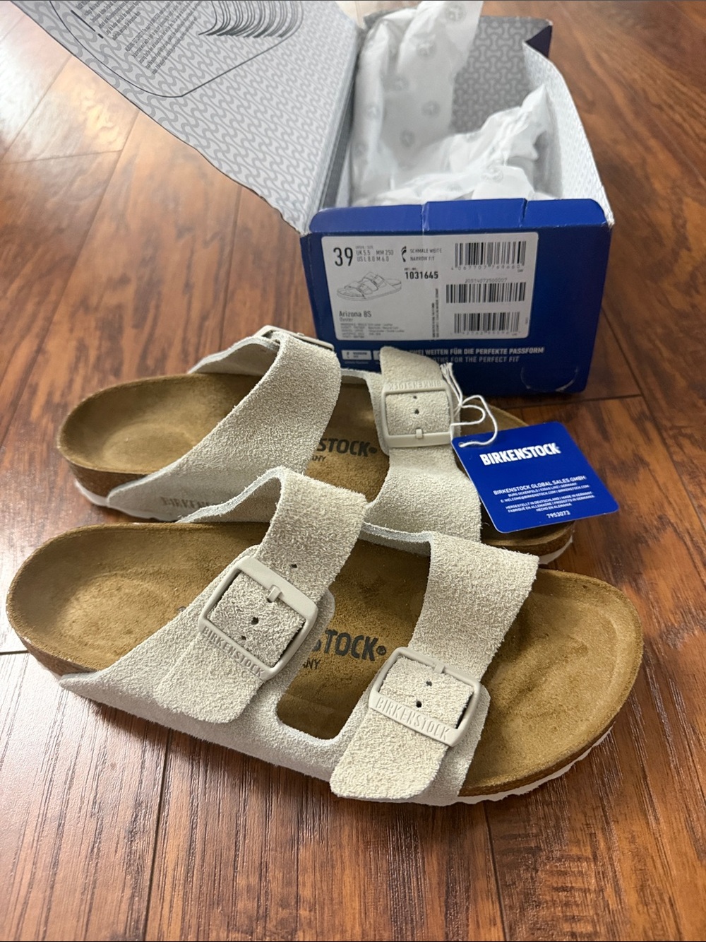 Birkenstock Sandals - Beige Suede Two-Strap